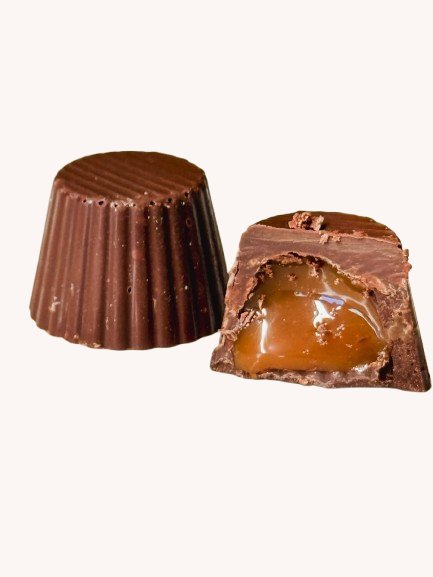 Bombom de chocolate amargo zero e doce de leite zero